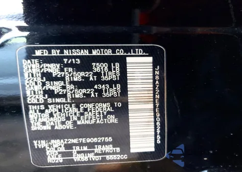 2014 Infiniti Qx80 z USA, uszkodzony, nr VIN JN8AZ2NE7E9062755